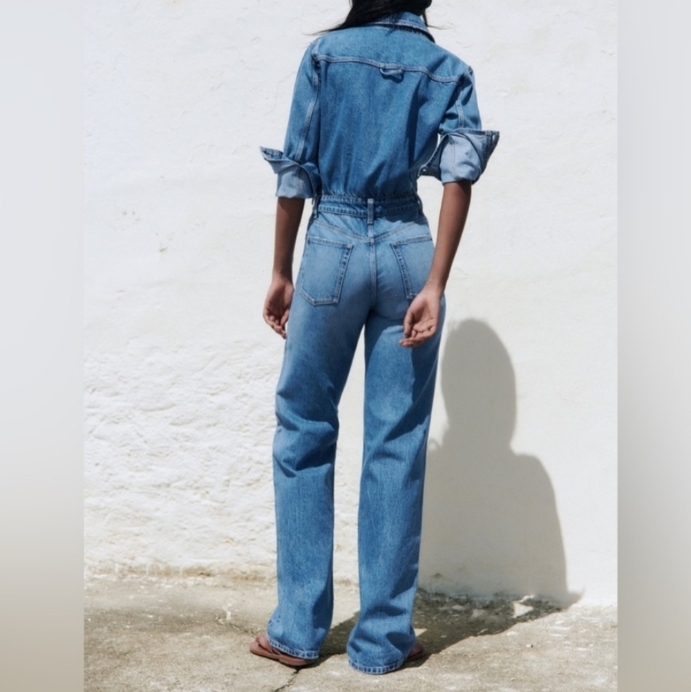 Zara Light Blue Denim Jumpsuit - Picture 7 of 13